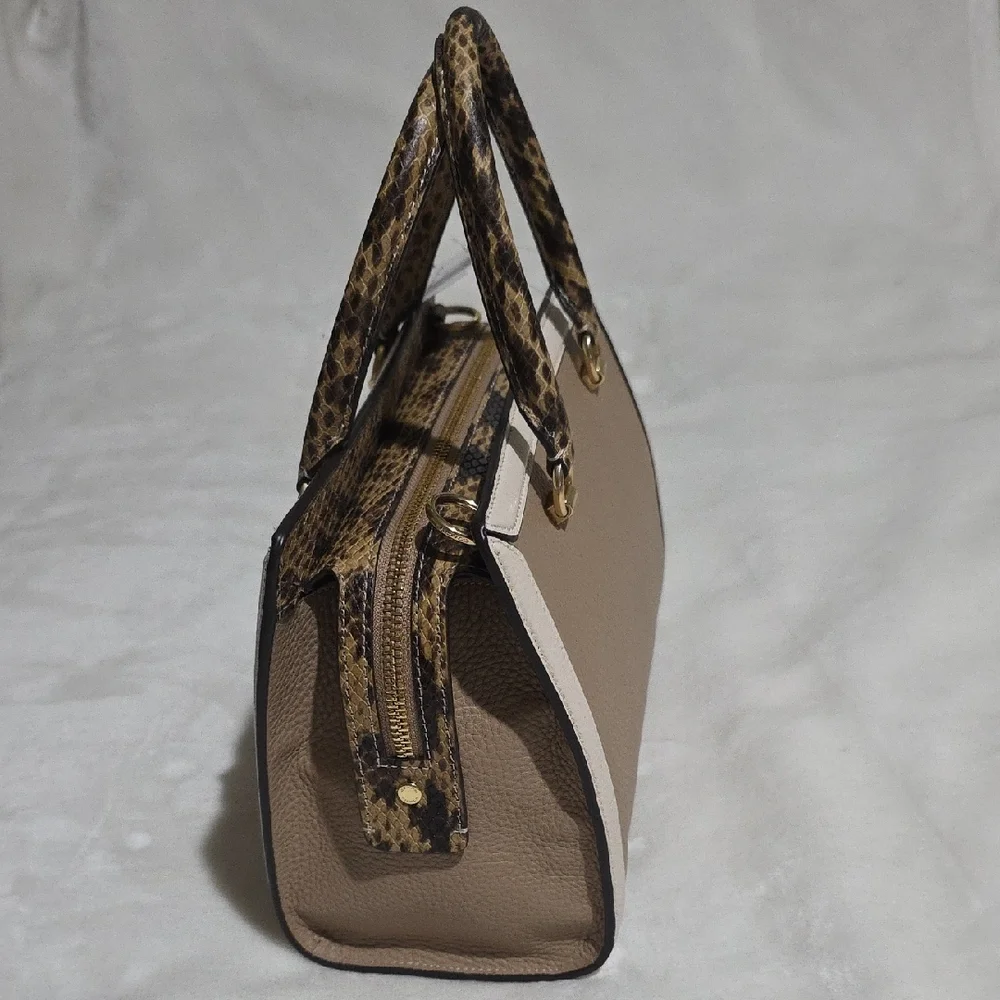 Coach Cream‎ and Brown Satchel with Animal Print Accents